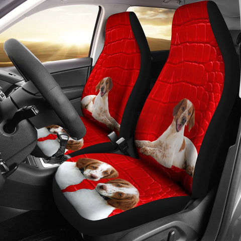 Brittany dog On Red Print Car Seat Covers-Free Shipping