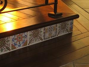 Different Spanish Tiles Patterns  are Used on a Riser