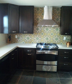 An Eye-Catching Cuban Cement Tile Kitchen Backsplash