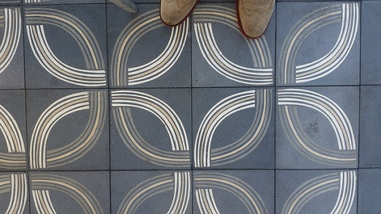 Avente's encaustic cement tile pattern, Union 1A, is part of the Artist series