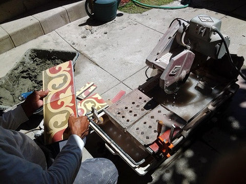 Cement tiles tiles can be cut using a wet saw with a diamond blade