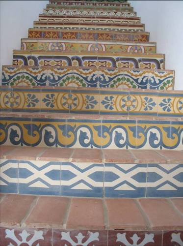 Cement Tile Border Patterns Make Great Stair Risers