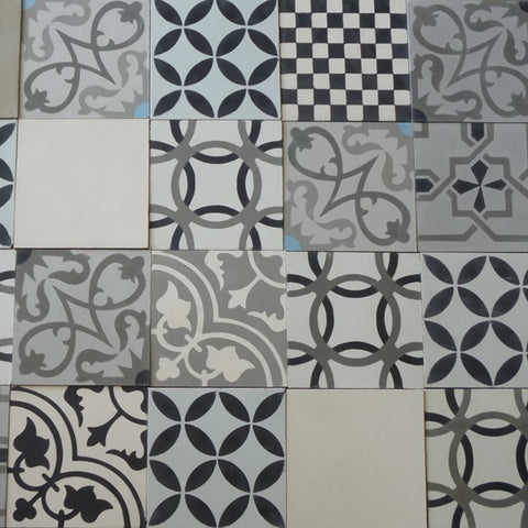 Typical Designs and Colors Found in the Heritage Neutral Patchwork Cement Tiles