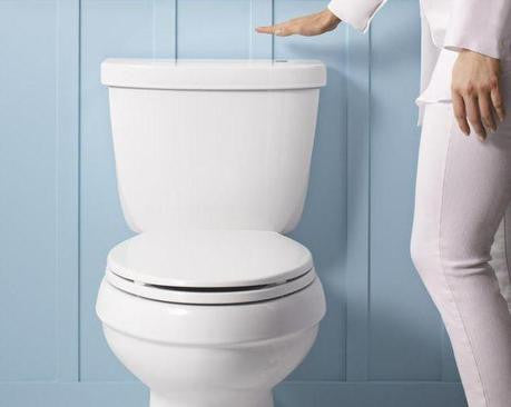 Kohler’s Touchless Toilet allows you to flush your toilet without touching an icky handle.