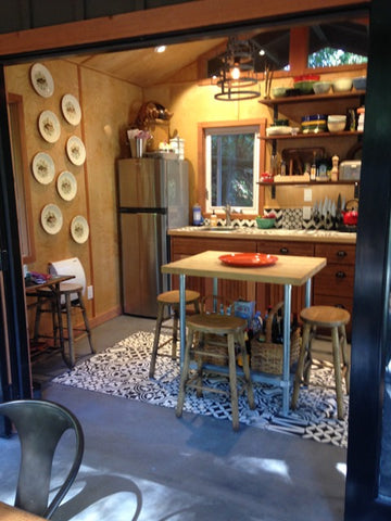 Mission Cement Tile Patchwork was used for this Russian River Getaway in Sonoma, California