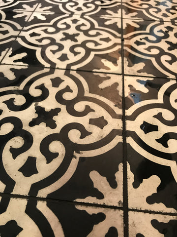 As shown here, Dark or Black Grout Will Stain White Cement Tiles
