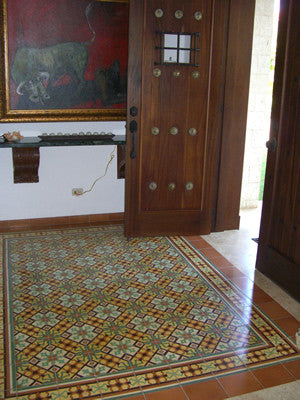 Cement Tile Rug with Border