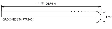 Rustic 12-in Grooved Stair Tread Cement Tile Dimensional Drawing