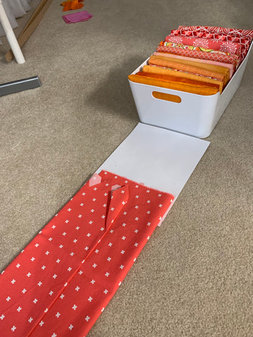 Folding fabric to fit in large Ikea container