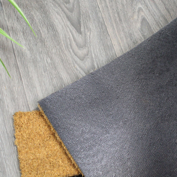 Natural Geo Island Floral Pollen Black/Beige Natural Coir Door Mat 18 x 30"