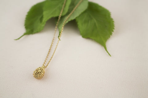 gold plated pine cone necklace