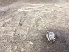 Sea Urchin mouth necklace silver gold plated on stone - Jennifer Kinnear Jewellery
