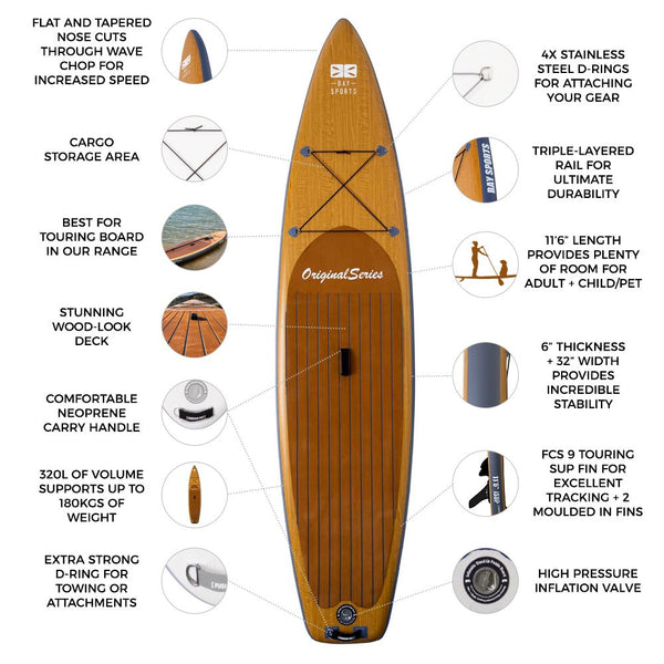 11'6 Wood Look Stand Up Paddle Board
