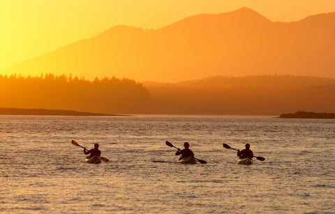 Sunset kayak paddling bay kayaks