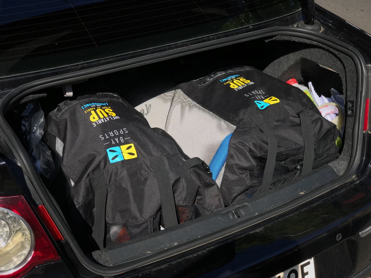 Bay Sports iSUP in car boot
