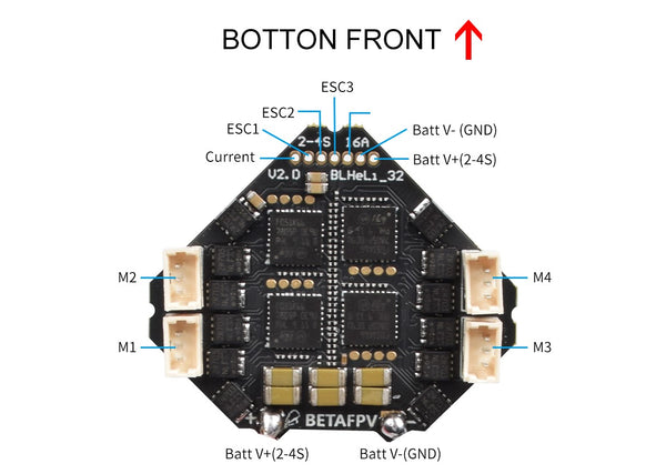 F4 Brushless Flight Controller and ESC V2.0 (BLHeli_32)