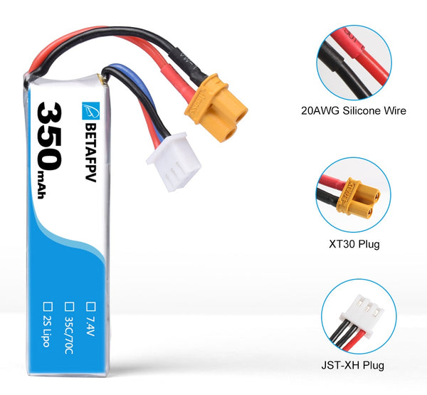 350mAh 2S 35C Lipo Battery (2PCS)