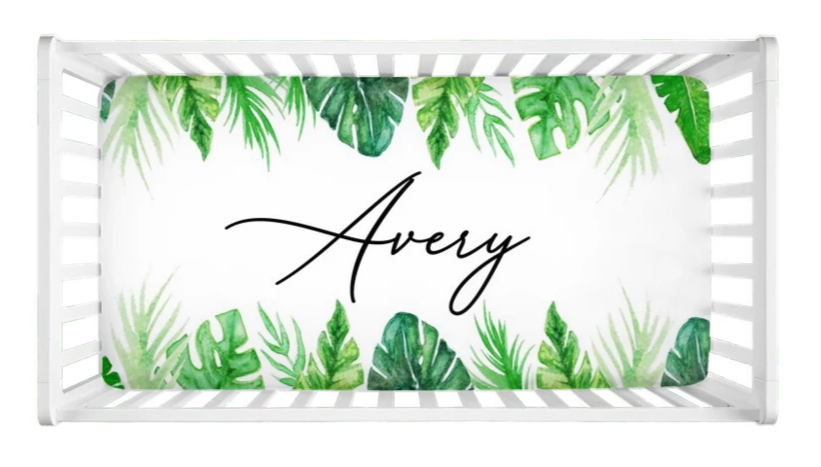 tropical leaf crib sheet