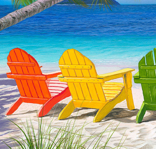 Beach Chairs Art Print Beach Art Ocean Palm Trees Jason Fetko