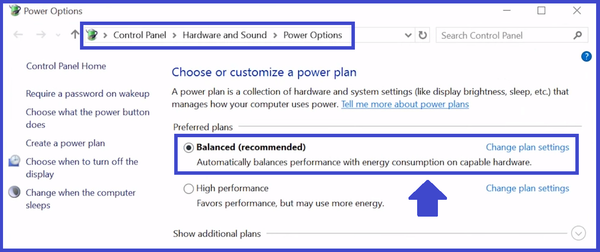 Windows 10 Choose Balanced Power Plan and Conserve Battery - TPS Tech Blog on Laptop Battery Health Tips 
