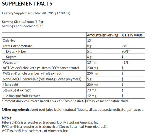 AloeCran Supplement Facts