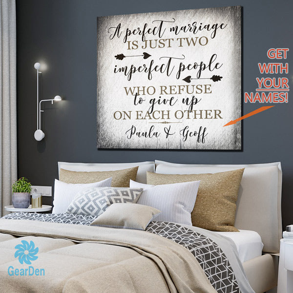 Canvas Wall Art - Personalized &quot;A Perfect Marriage&quot; With Couples Names - GearDen