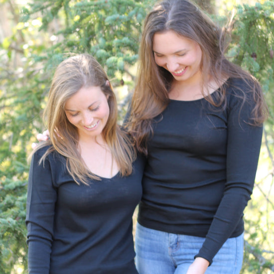 Hocosa Women's Long Sleeve Shirt Round Neck, Wool/Silk