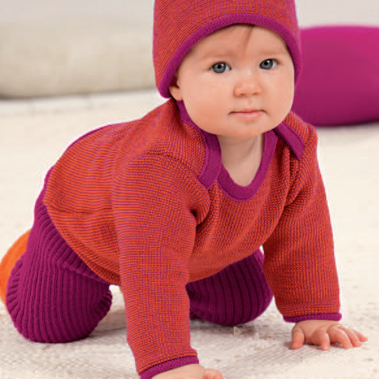 Disana Baby Melange Sweater, with Envelope Neck, Merino Knit - SALE 25% OFF