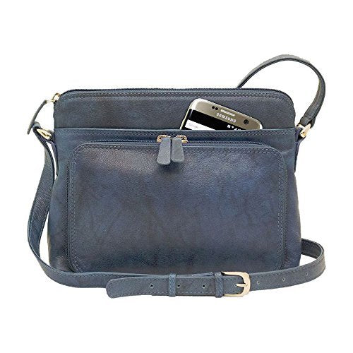 ili new york 6333 leather shoulder handbag with side organizer