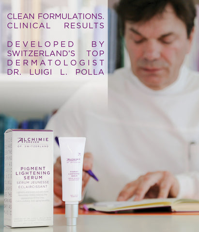 Dr. Luigi L. Polla developing product formulations and Alchimie Forever Pigment lightening serum