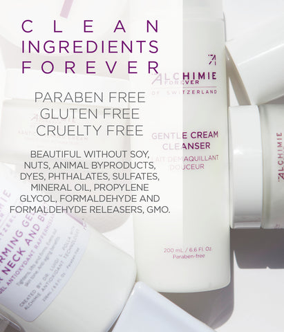 Alchimie Forever uses clean ingredients, is gluten free, cruelty free, paraben free, etc.