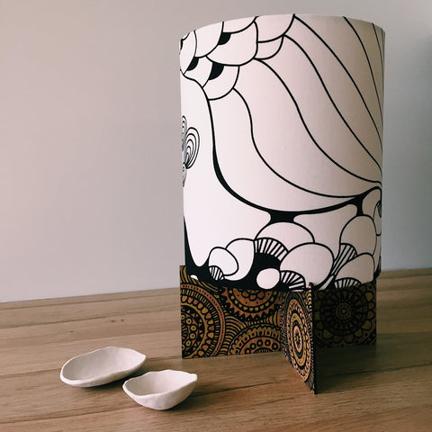 Mindfulness lamp base with drawings designed by Spangle Fandangle