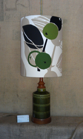 vintage base green ceramic base with olives tall lampshade