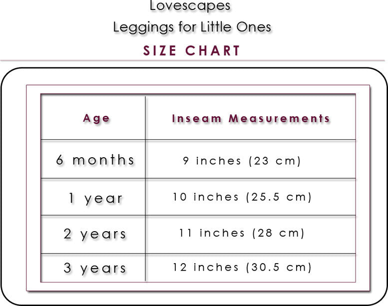 Leggings for Little Ones size chart