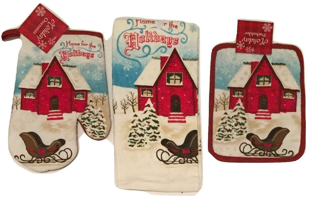 holiday kitchen towels and potholders