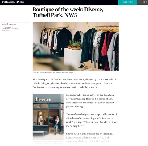 Times Boutique of Week featuring Diverse May 2017