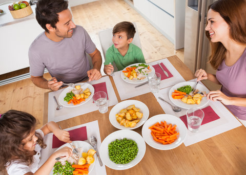 family eat healthy food