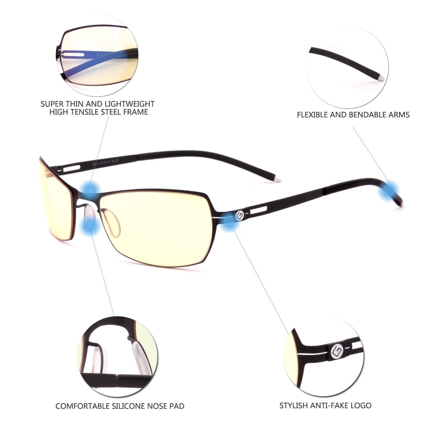 GAMEKINGUltra G603 Computer Glasses - CrystalHill
