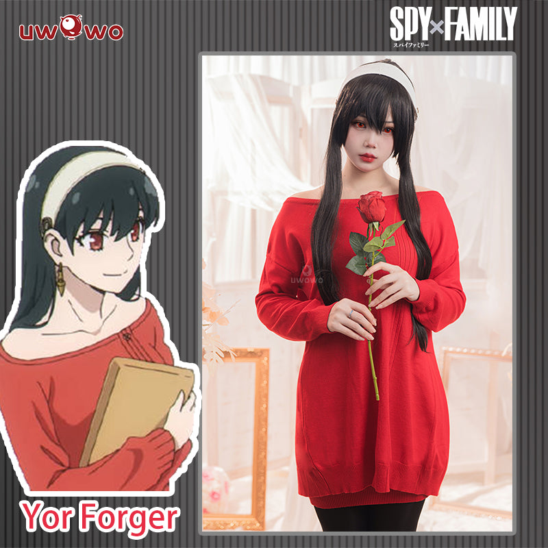 Anime Spy X Family Yor Forger Cosplay Costume Women Casual Red Sweater