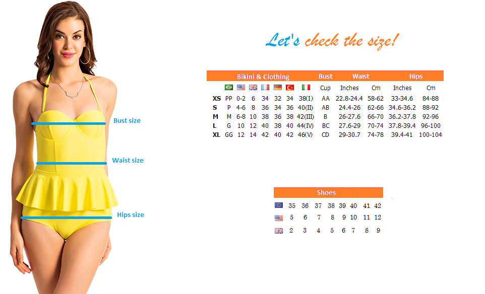 women swimwear size guide