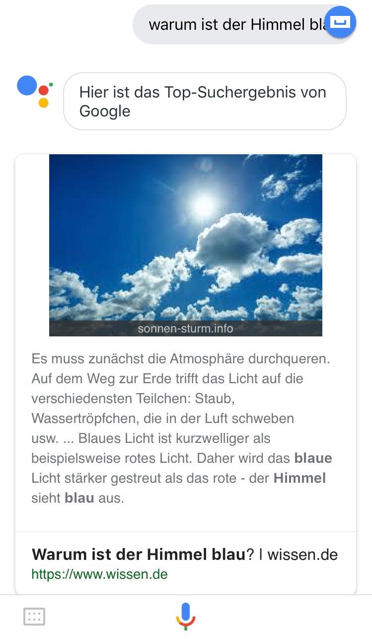 definitorische Texte im Voice Search