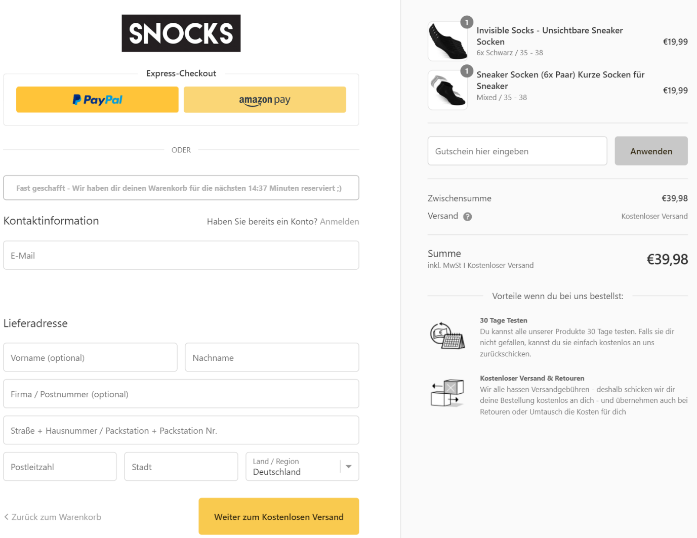 Die Tests und Tipps zu CTAs im Checkout am Beispiel Snocks