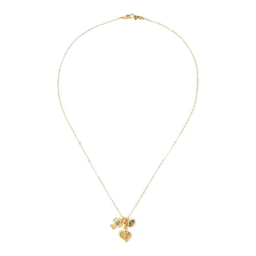 Turquoise Mix Heart Charm Necklace