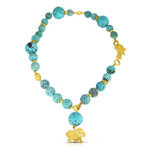 Image of Custom Carved Turquoise Bead Necklace