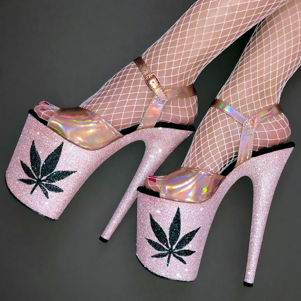 pink heels with diamonds