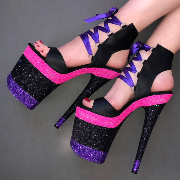satin purple heels