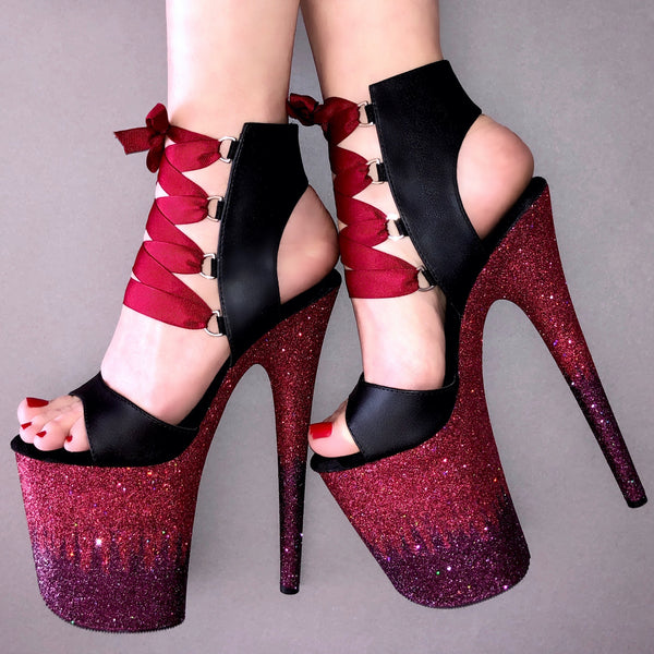 burgundy sparkly heels