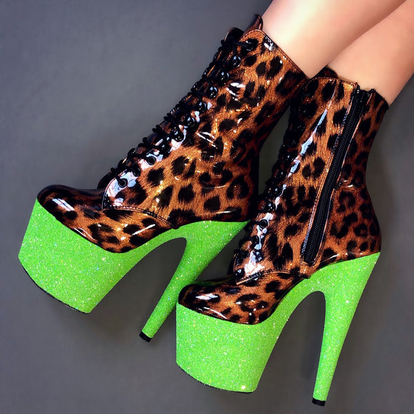 neon green heel boots