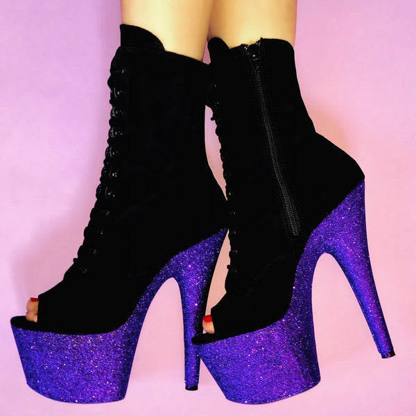 purple suede heels