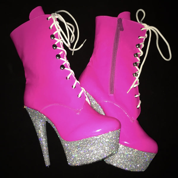 pink ankle boots heels